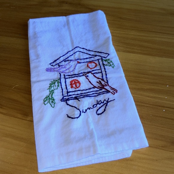 Flour sack embroidered Days of the Week Birdhouses - Picture 9 of 10